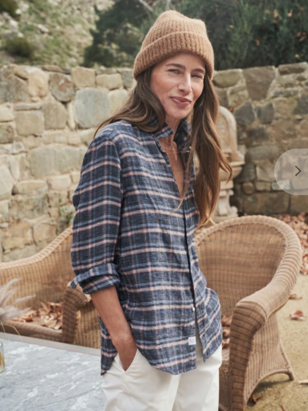 FRANK & EILEEN
BARRY POLAR FLANNEL SHIRT - GREY PINK PLAID sz XS EUC